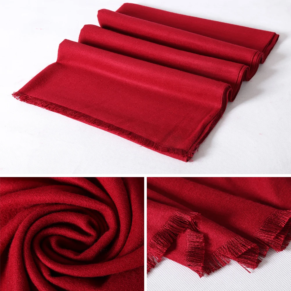 Мужской кашемировый шелковый шарф однотонный классический зимний теплый шаль