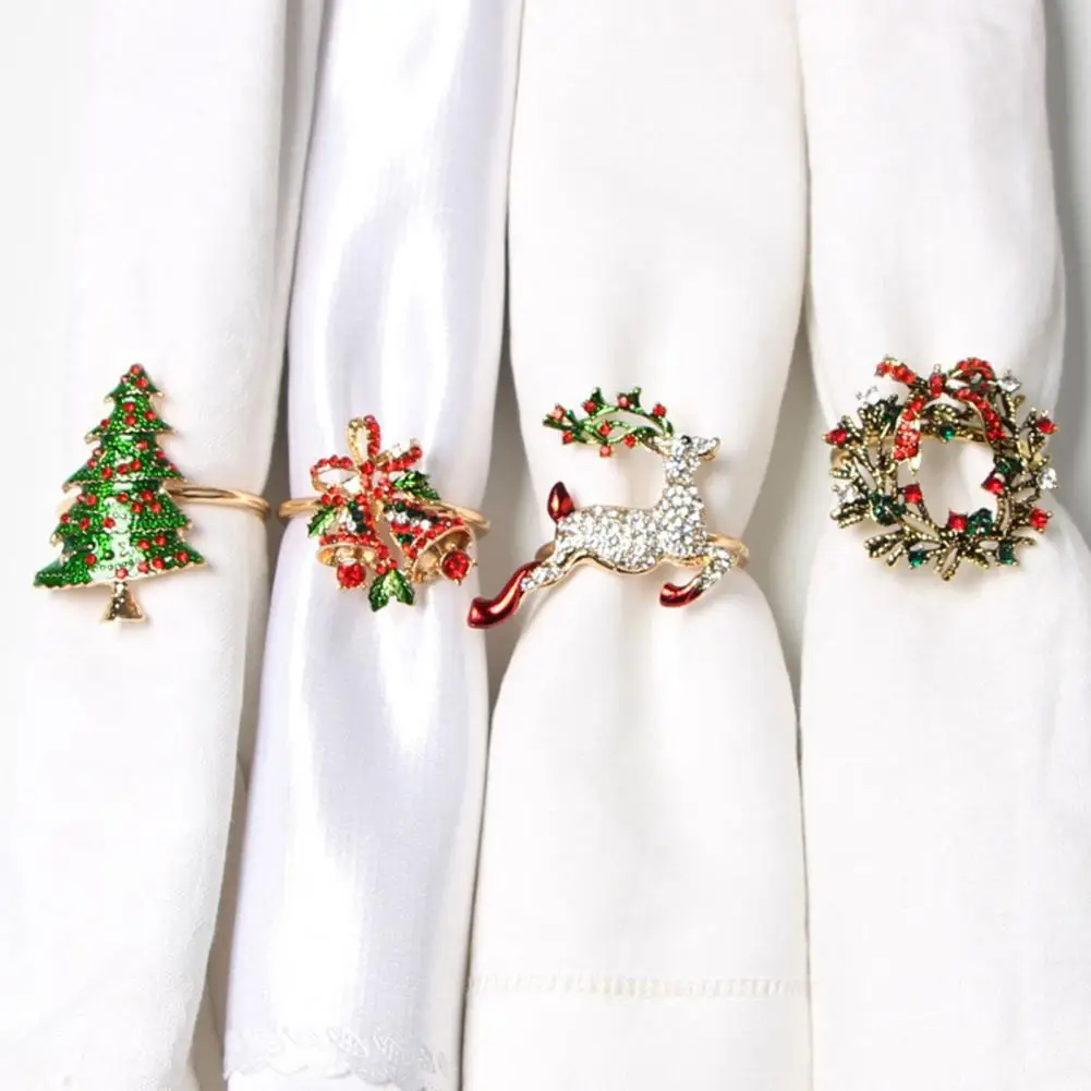 

Christmas Tree Elk Wreath Wedding Party Decor Napkin Ring Table Towel Buckles