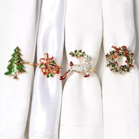christmas tree elk wreath wedding party decor napkin ring table towel buckles