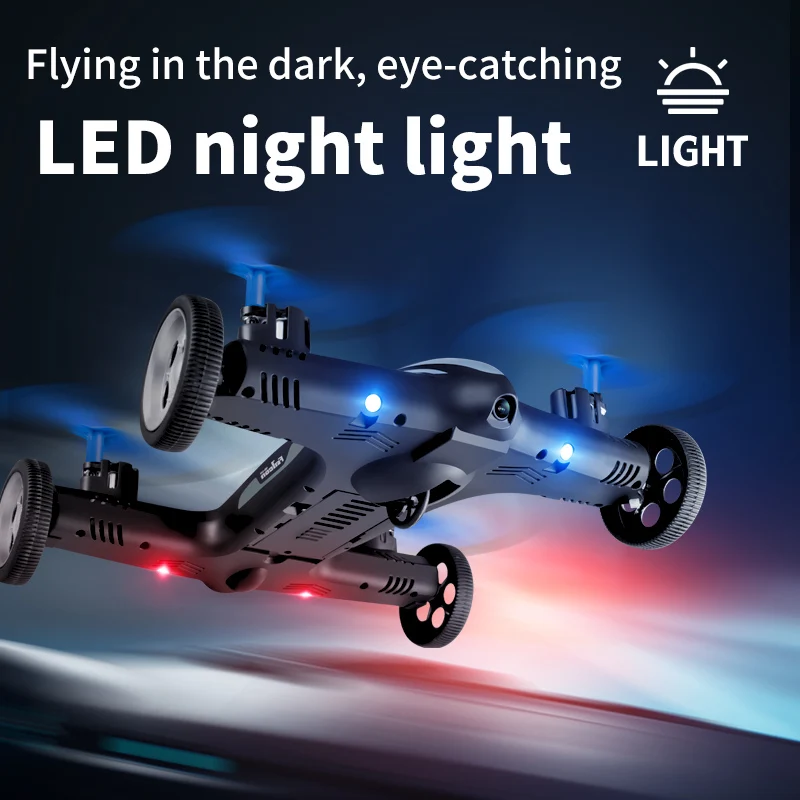 4DRC 2-in-1 2.4G RC Drone Air-Ground Flying Car 4K HD Camera Dron Quadcopter with LED Night light Helicopter Toys For Children