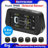 tpms for truck bus led color big screen display tire pressure monitoring system alarm 5 6 tires usb solar power recharge 0 8bar