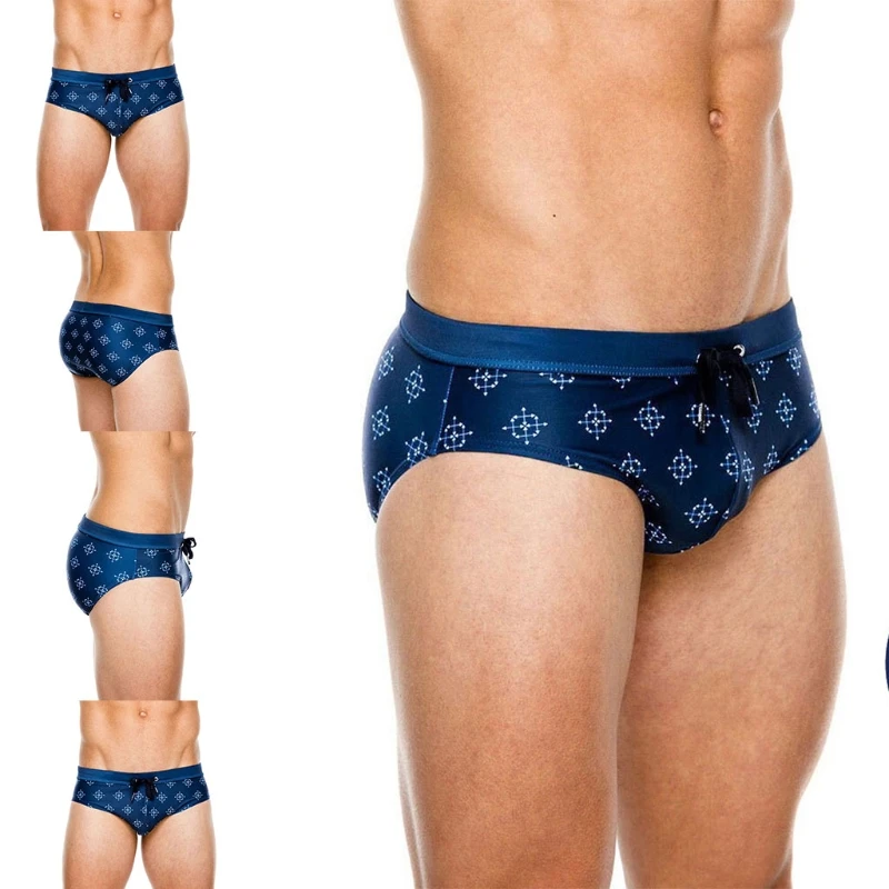 

Men Sexy Triangle Swim Briefs Drawstring Bikini Sponge Pad Short Swimsuit 24BD