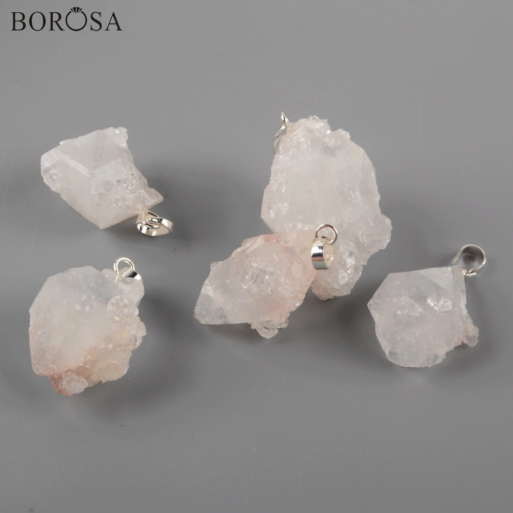 BOROSA 5/10Pcs Natural Apophyllite Angel Pendant Crystal Quartz Chakra Crystal Pendant Fashion Women Jewelry for Necklace G1932
