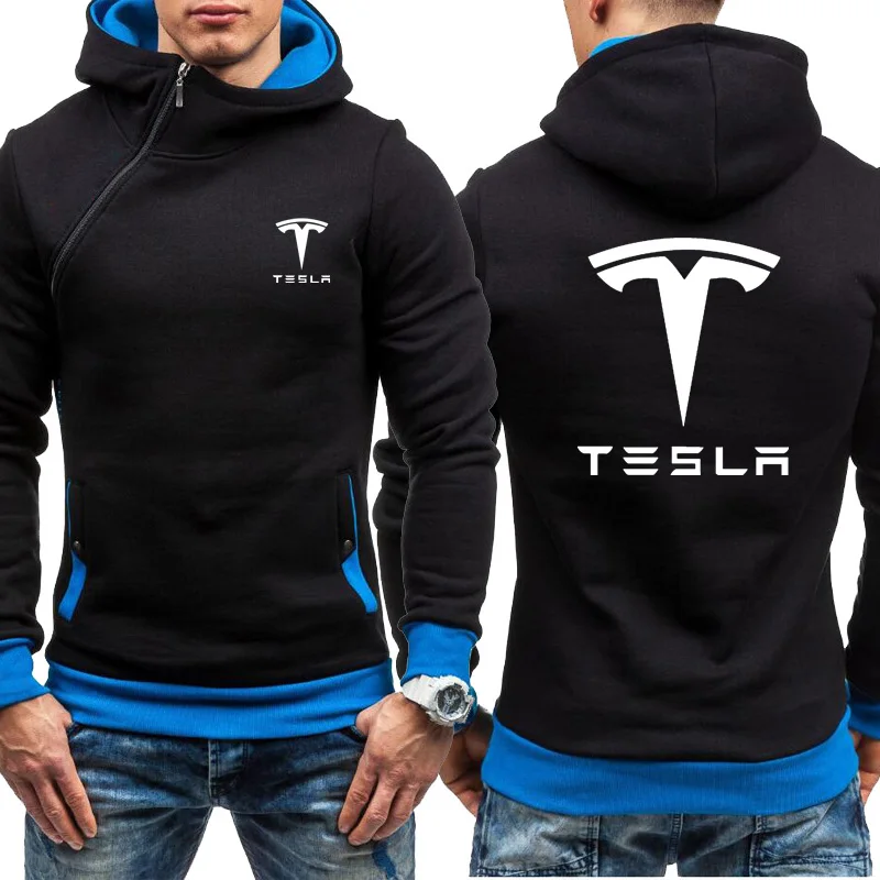

Unisex New Spring Autumn Men Hoodies Tesla Car Logo Print Men Hoodie hip hop harajuku Oblique chain Casual Men's pullover