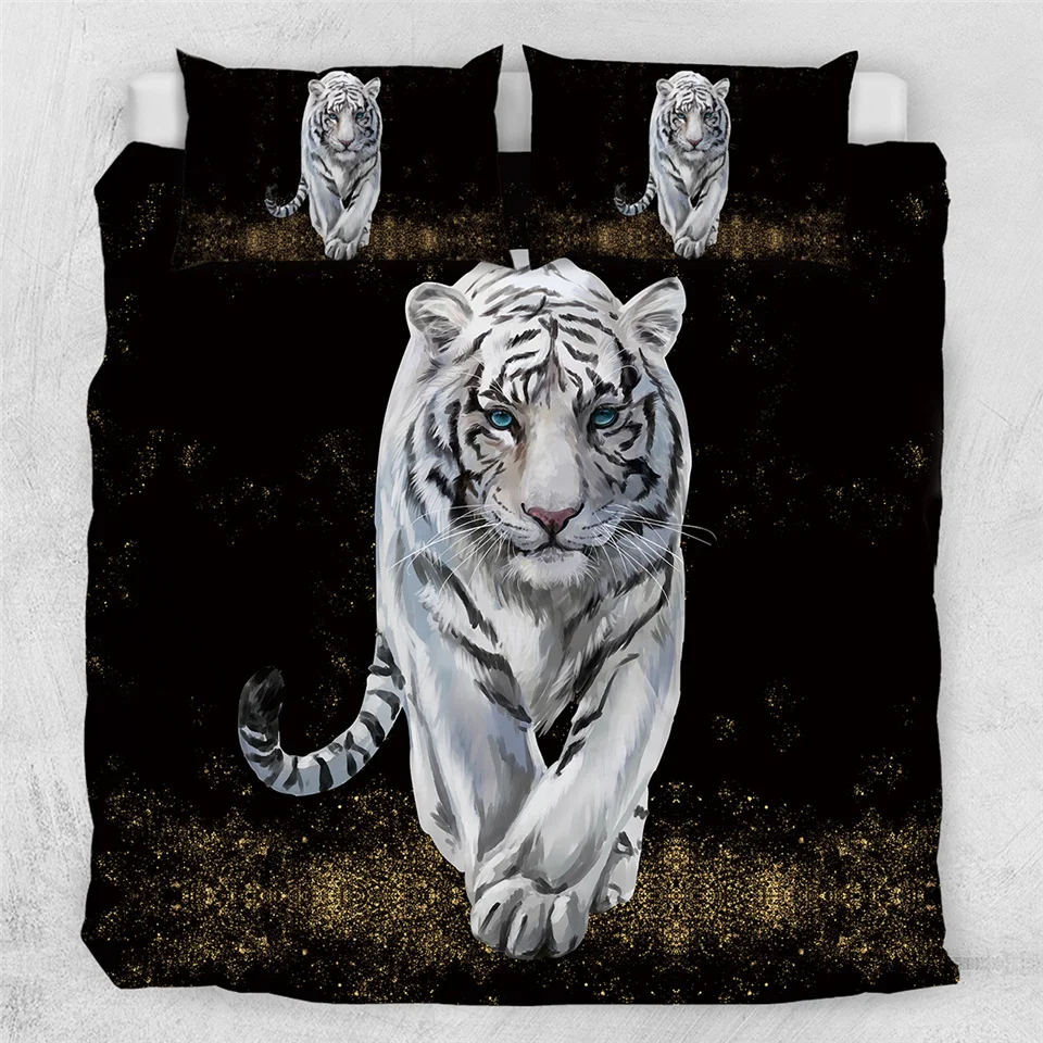 Постельные принадлежности Outlet Tiger комплект детской кровати King акварельный пододеяльник дикие животные домашний текстиль черный белый постельное белье роскошный комплект постельного белья