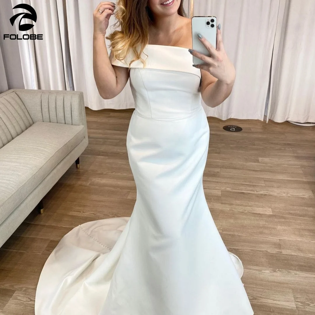 

Женское атласное свадебное платье It's yiiya, белое элегантное платье с открытыми плечами и шлейфом на лето 2021