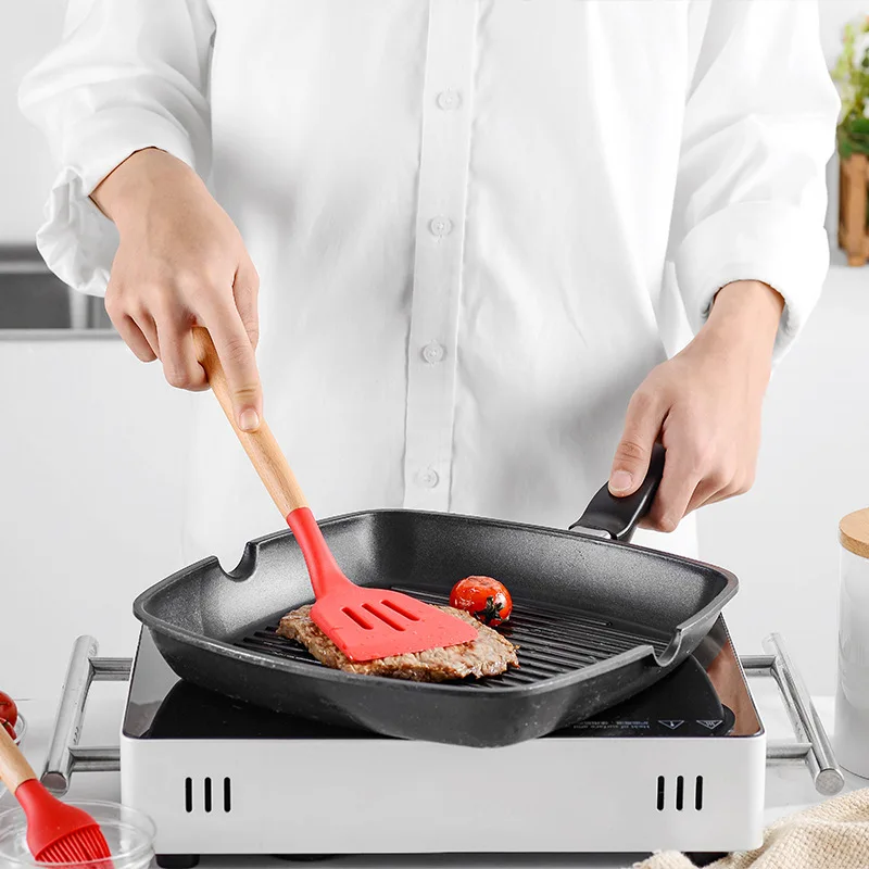 Новый красный 12 шт набор силиконовой кухонной утвари инструментов для