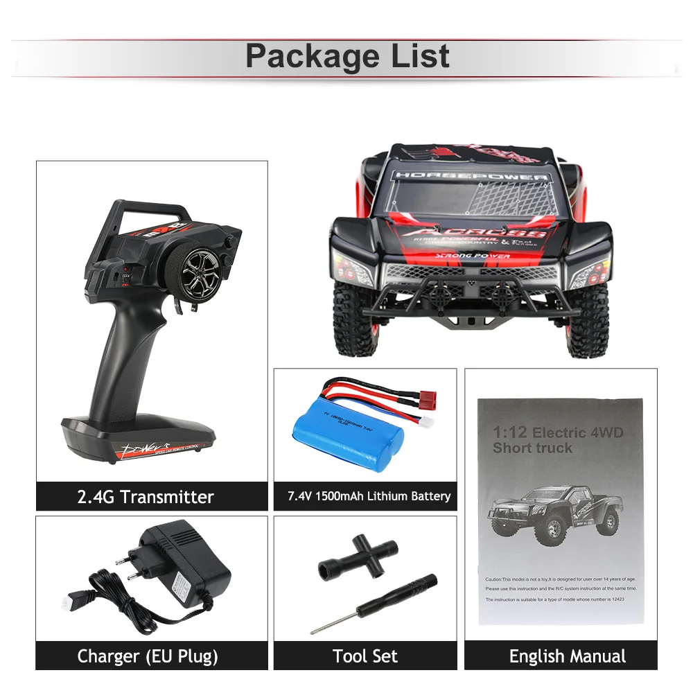 Wltoys 12423 1/12 Радиоуправляемая машина 50 км/ч 2 4G 4WD электрическая высокоскоростная