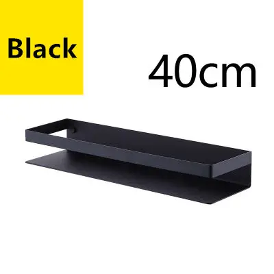 Black 40cm Полка для ванной комнаты 304 из нержавеющей стали, душевая стойка, угловая полка, квадратная душевая полка для ванной, настенная черная стойка-органайзер для хранения - Цвет: Black 40cm