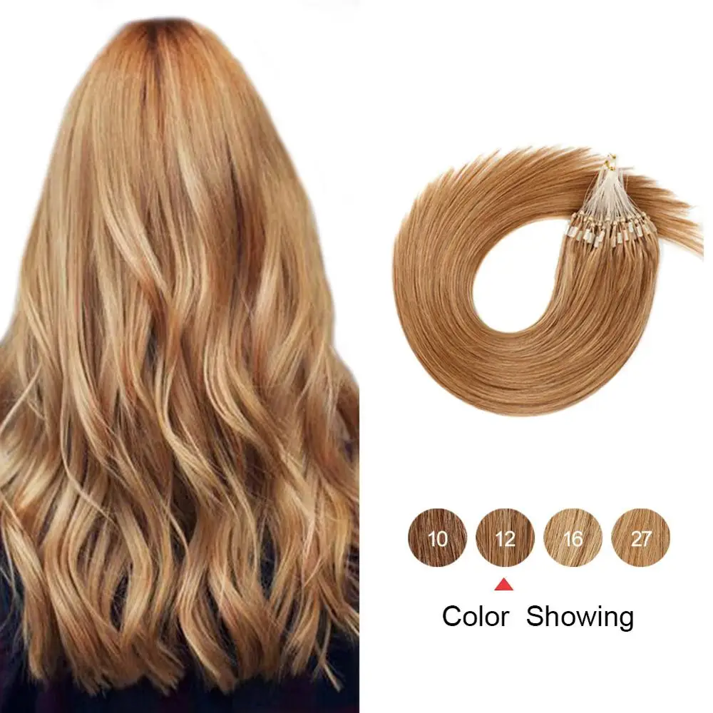 

Gazfairy Loop Micro Ring Hair Extensions 16''-24'' Natrual Straight Human Micro Bead Links Real Remy Virgin Hair Italian Keratin