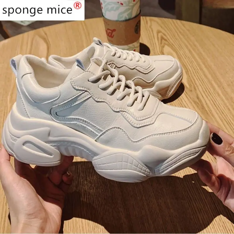 

New Pant Shoes Comfy Breathable Mesh Trainers Chunky Heels 5cm Women's Platform Sneakers Women Casual Shoes Casual Female Shoes