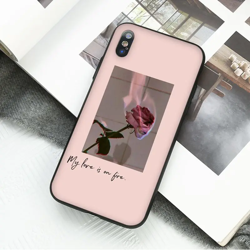 Yinuoda Винтажный Розовый эстетический песенок, черный чехол для телефона Apple iPhone 8 7 6 6S Plus X XS MAX 5 5S SE XR, чехлы - Цвет: A12
