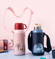 cute diller vacuum flask water bottle thermos cup cartoon termo bottle with bag for children satinless steel thermal thermomug