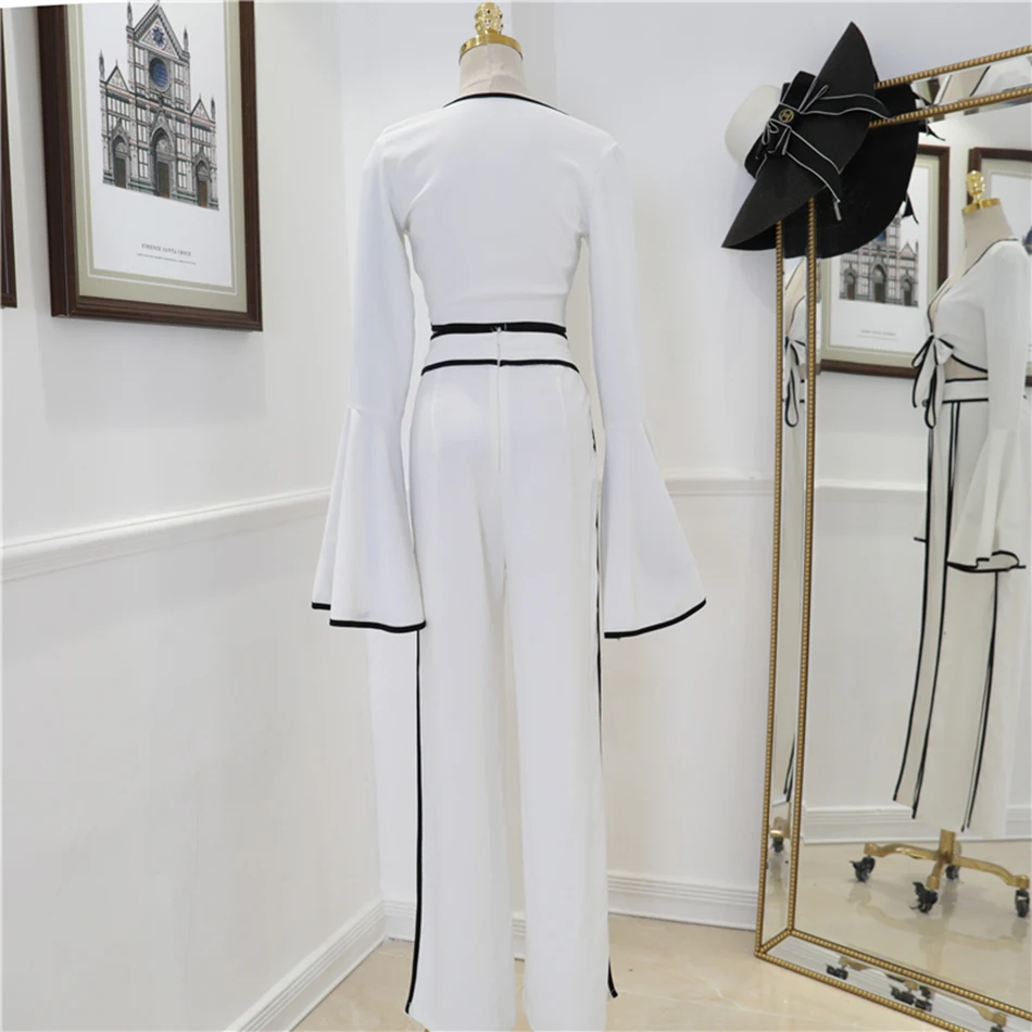 Новинка Весна 2019 женский костюм пикантная белая полосатая рубашка с бантом и