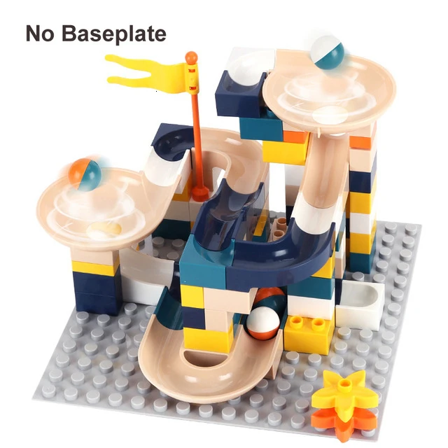 76pcs no baseplate Большой размер мраморный гоночный лабиринт, Шариковая дорожка строительные блоки DIY сборка воронки слайд Кирпичи игрушки для детей Подарки - Цвет: 76pcs no baseplate