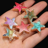 natural stone pendant five pointed star imperial connectors charm for jewelry making diy necklace earring accessories