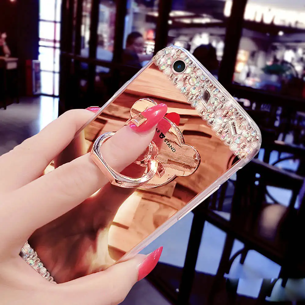 Зеркало палец кольцо держатель телефона чехол для HUAWEI mate 20 Pro P20 Lite P30 Nova4e Bling милый