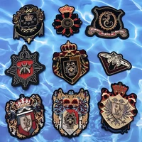 hot embroidery metal patch embroidery crown bee lion beetle patches applique clothes jacket badges for clothes