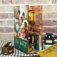 new diy book nook city streets view model bookend bookshelf insert bookcase with led kit toy children christmas gift casa