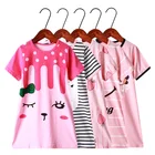 Одежда для девочек, хлопковая ночная рубашка с мультяшным рисунком, ночные рубашки для маленьких девочек, одежда для сна, ночная рубашка с коротким рукавом, детская одежда, платья для девочек