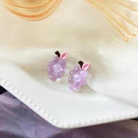 bilandi 925%c2%a0silver%c2%a0needle women jewelry purple grape earrings 2021 new design sweet resin fruit stud earrings for girl gifts