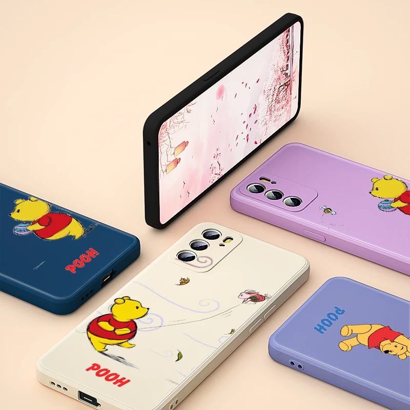 

Cute Pooh Bear Phone Case For OPPO Reno 6 5 5K 5F 4F 4Z 4 3 2 2F 2Z Z Pro Plus Lite 5G Liquid Silicone Soft