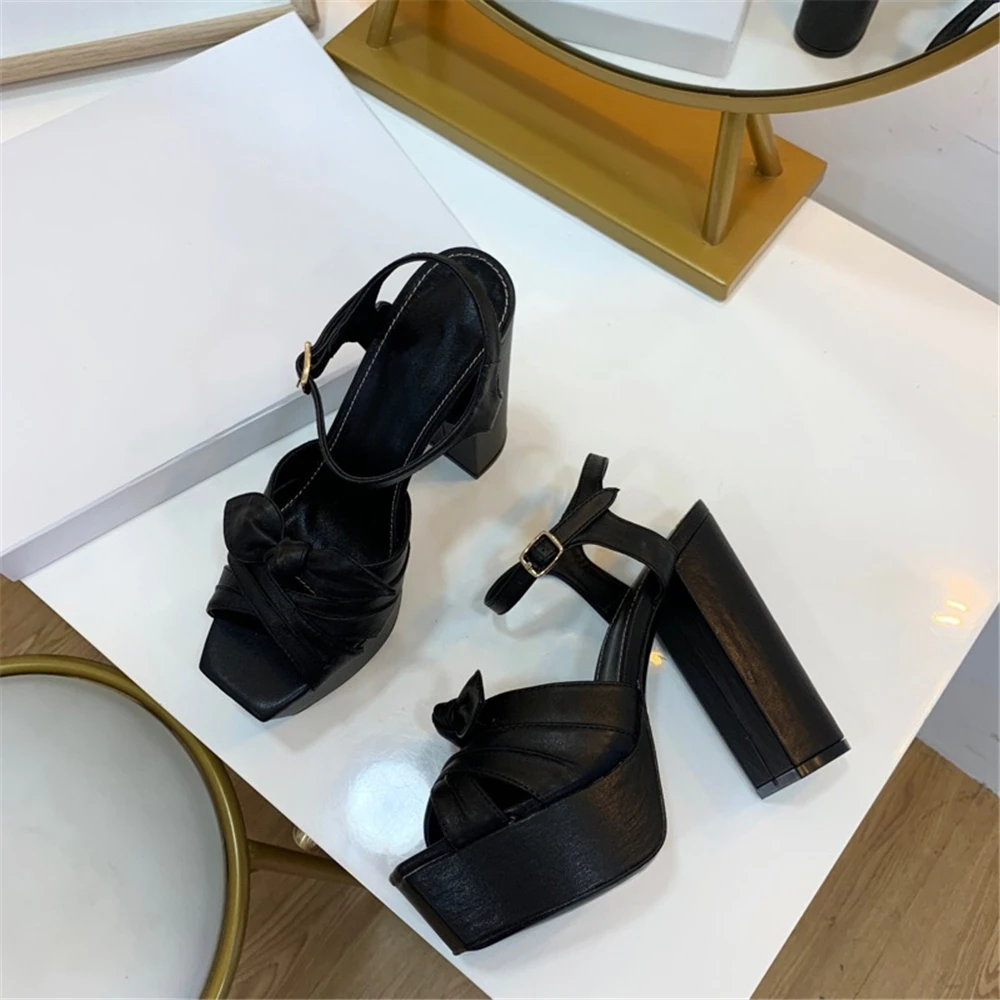 Сандалии женские из натуральной кожи босоножки на платформе открытый носок