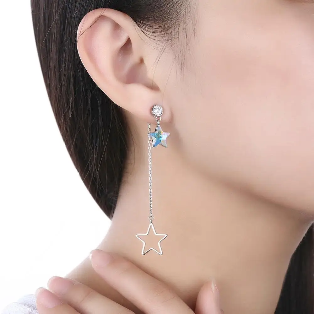 Серьги серебряные с кристаллами Swarovski|Серьги-подвески| |