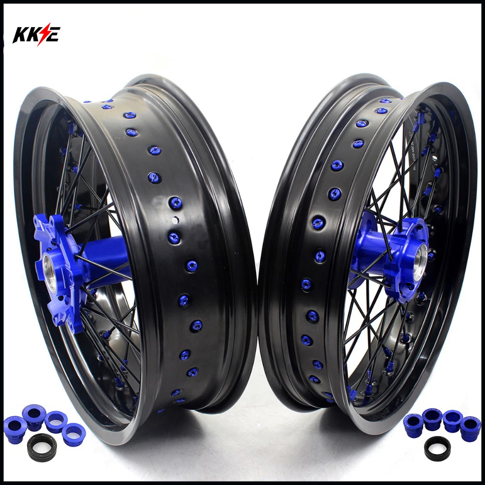 3 5/5 0 * 17IN. Колеса Supermoto диски набор для HUSABERG FE FC 125 250 350 450 501 2004 2014 синий ниппель