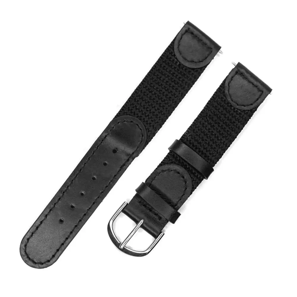 Ремешок YQI из натуральной итальянской нейлоновой кожи для наручных часов черный