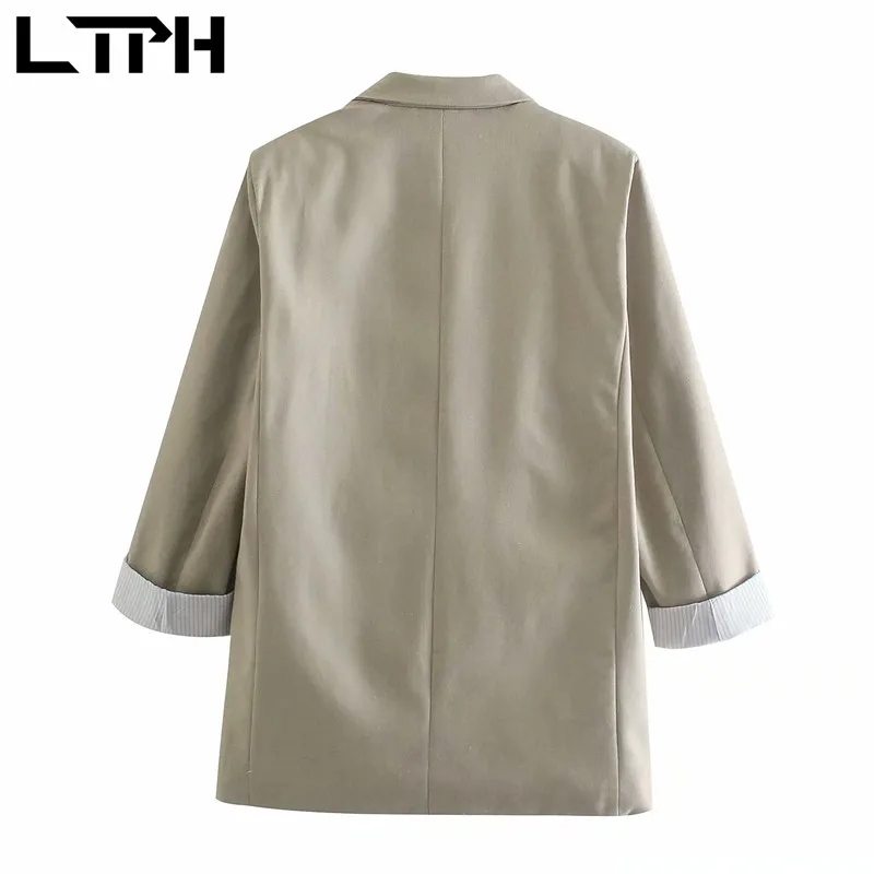 LTPH rizado diseño de funda de las mujeres casuales ningún botón Cardigan chaquetas y abrigos ropa de mujer traje de abrigo de Primavera de 2021 nuevo