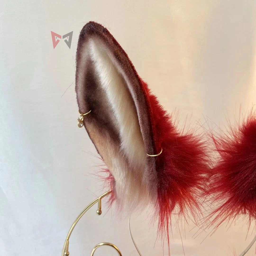 Новый красный заячьи кроличьи уши и сердечком повязка на голову хвост комплект