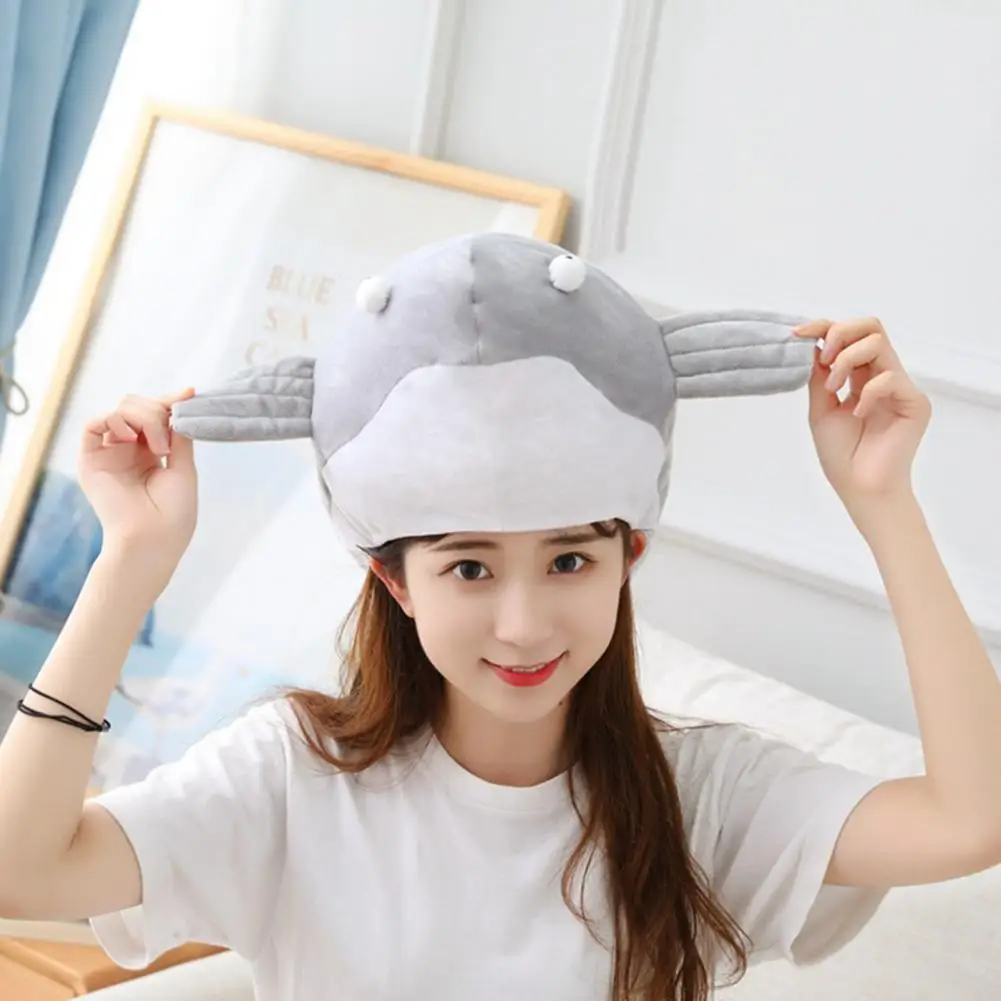

Shark Headgear Hat Vibrant Colors Skin-friendly Breathable Cartoon Shark Helmet Plush Headgear Costume Accessories for Children