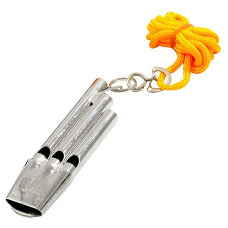 

Metal Coach Referee Whistle With Lanyard Neck Rope Cord Emergency Security Outdoor Ball Game Dogs Trainning Whistle
