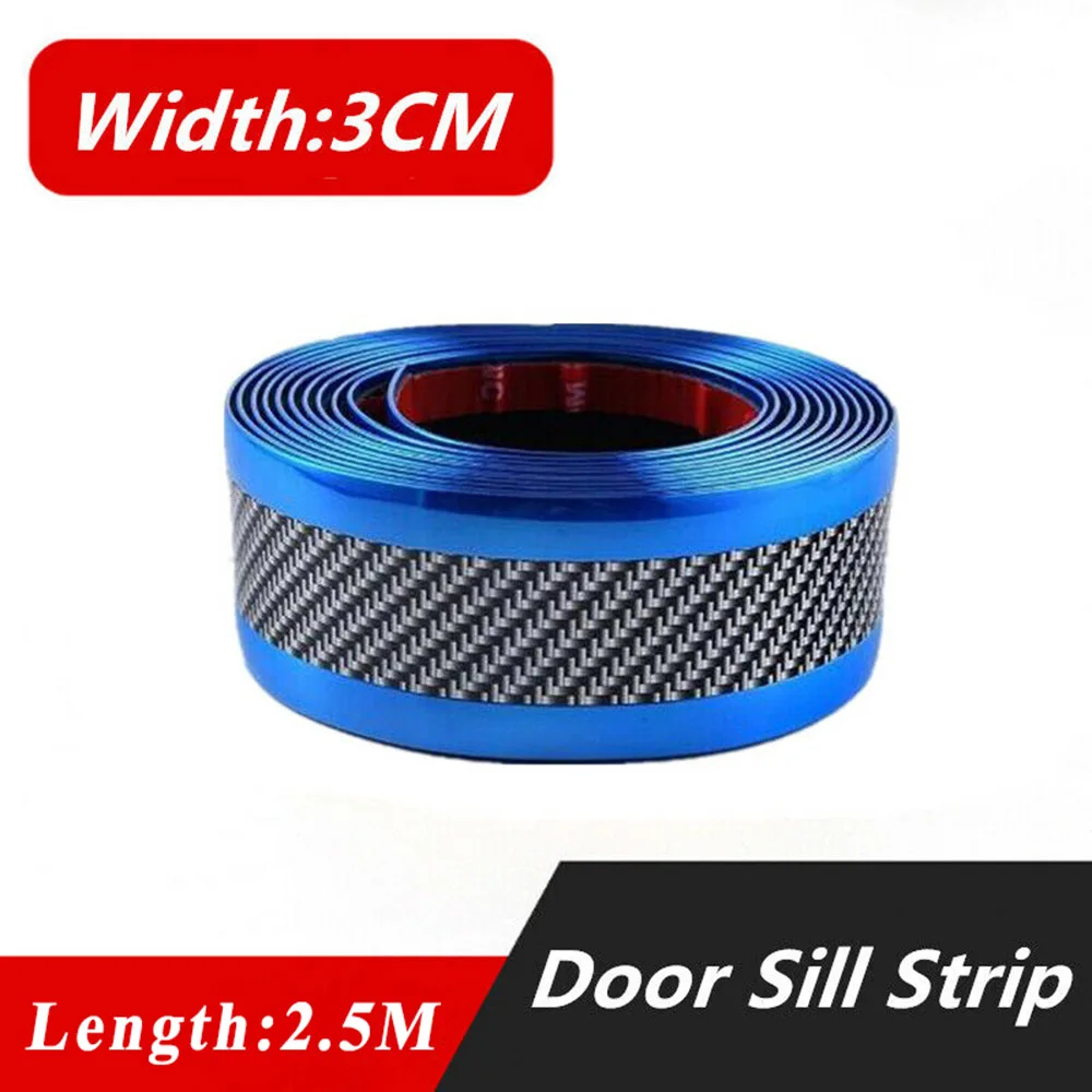 

Universal Blue Car Sticker Carbon Fiber Rubber Door Sill Protector Edge Guard Strip 2.5M Car Accessories Auto Interior