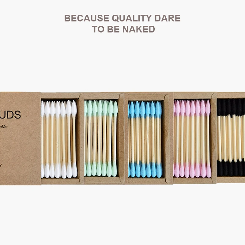 

200PCS/Box Double Head Cotton Swab Bamboo Sticks Cotton Swab Disposable Buds Cotton For Beauty Makeup Nose Ears Cleaning