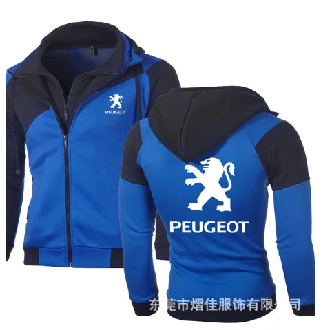 

2020For Peugeot Logo Hoodies Jacket Double Zipper Hoodie Cotton Pullover Sports Wear for Suzuki Sweatshirts Coat t