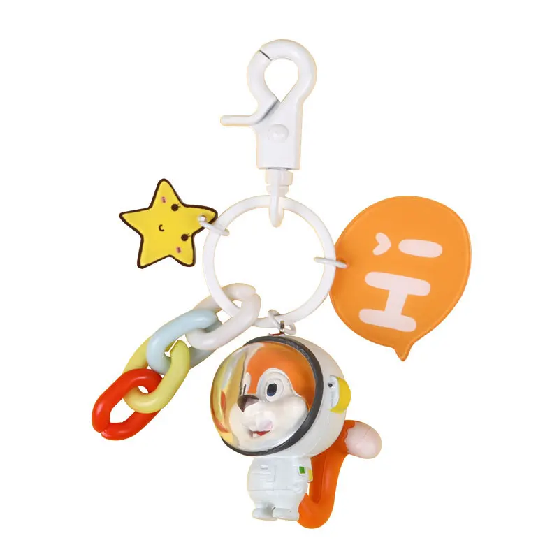 

Cute Cartoon Space Mouse Keychains Creative Fashion Resin Action Figure Key Chain Practical Car Pendant Small Gift Key Ring 2020