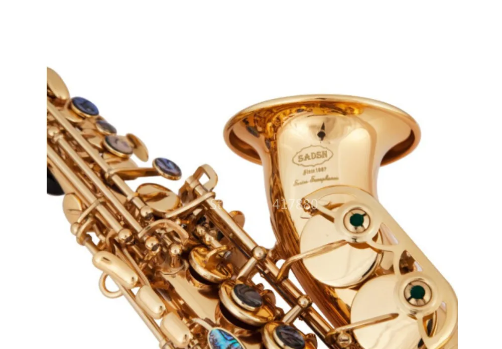 Фото SAIDESEN SAS-780 Bb Tune сопрано саксофон латунный золотой и черный никелированный изогнутый шейный b-плоский сопрано саксофон музыкальный инструмен... №2