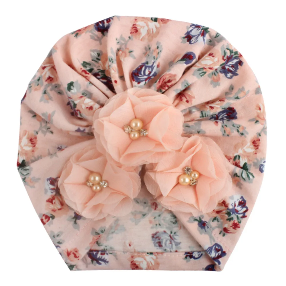 

Baby Turban For Children Soft Infant Turbante Floral Printed Cap Headwear