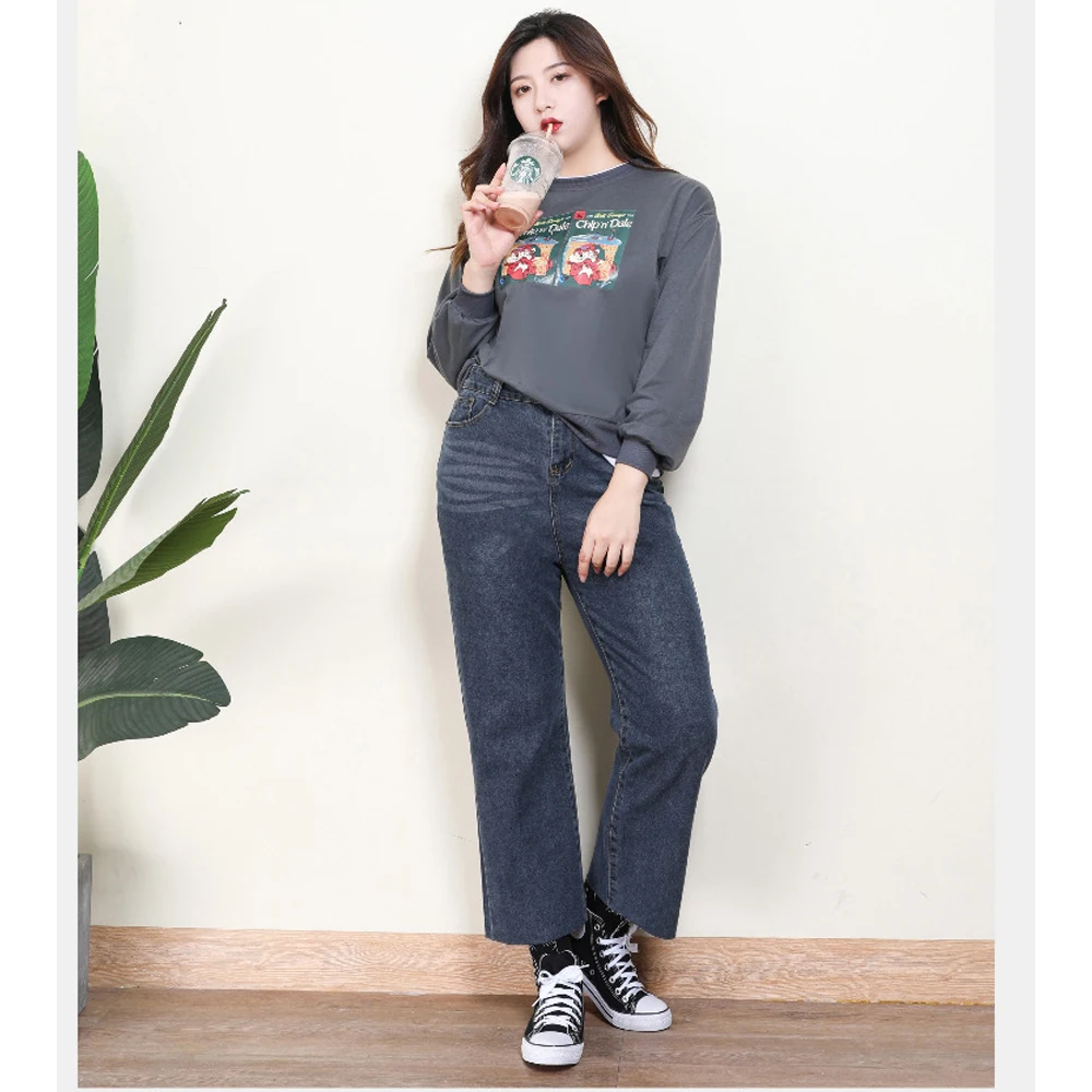 

Fashion Casual Women Clothing Denim Baggy Jeans Wide Straight Pants Plus Size High Waisted Trousers For Woman 2021 Summer Spring
