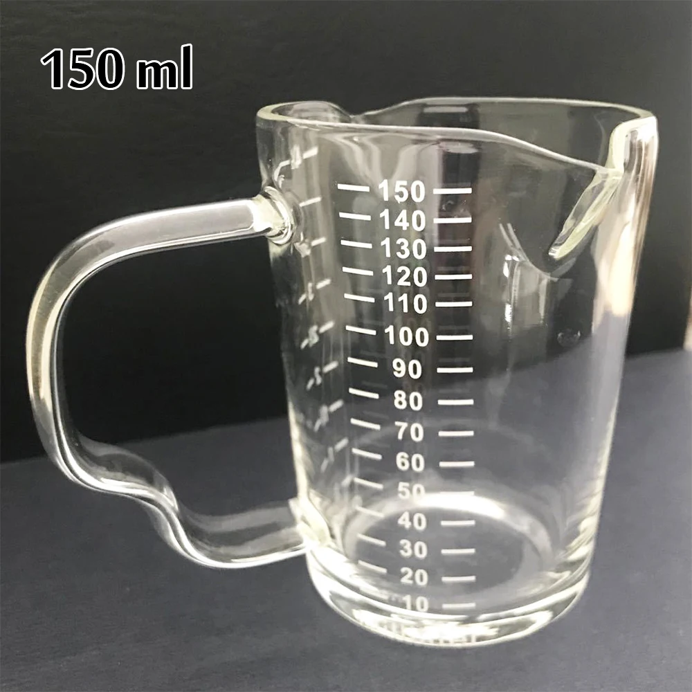 

70ml/75ml/150ml Heat-resistant Glass Milk Measuring Cup With Scale Double-mouthed With Handle Cafe Jug Kitchen Accessories