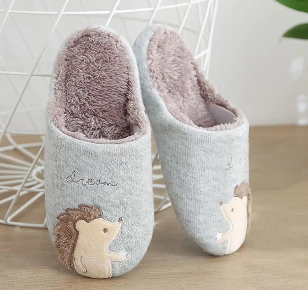 Милые женские пушистые тапочки Ежик из пеноматериала с эффектом памяти домашние