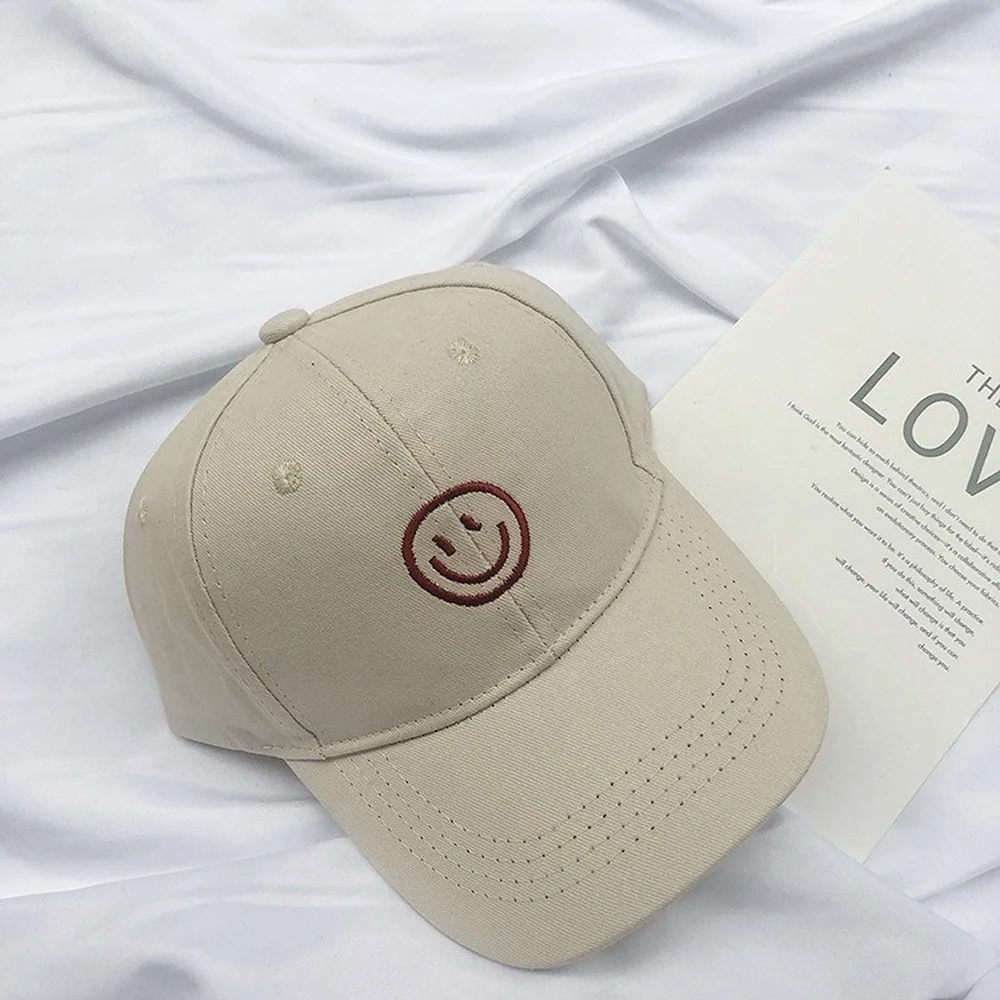 

New Embroidery Smiley Children's Baseball Caps Spring Outing Sunscreen Caps for Boys and Girls Simple Casual Hats
