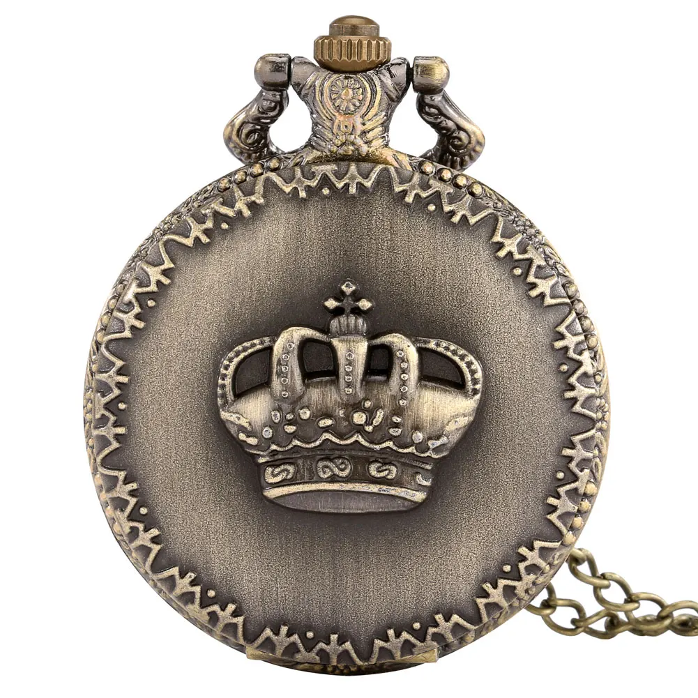 

Античный Королевский с вышивкой в виде короны, раскладушка кварцевые карманные часы Винтаж бронза ожерелье подвеска на цепочке карманные ч...