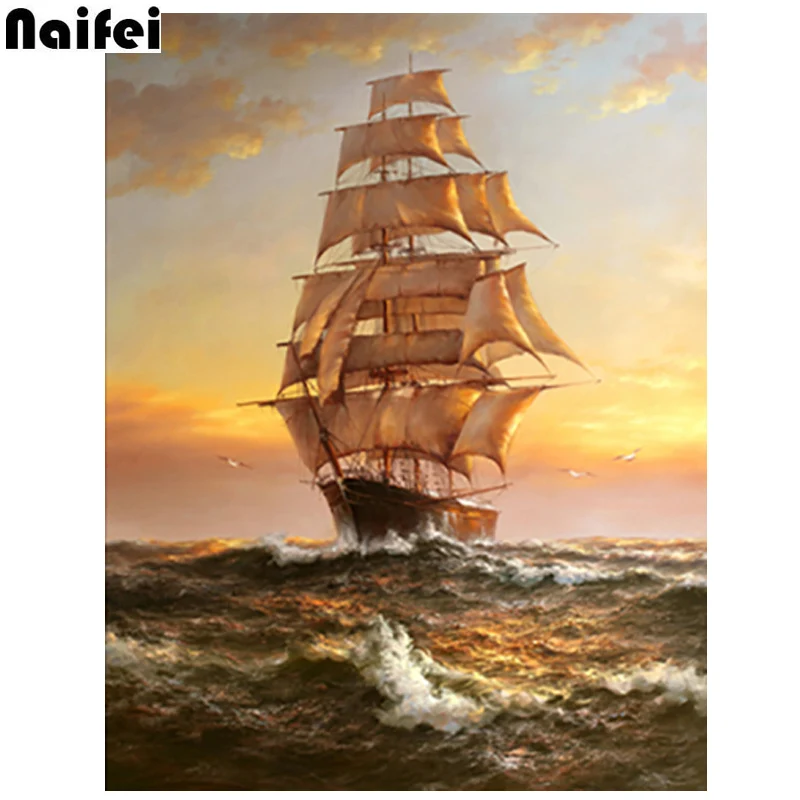 Алмазная 5d картина сделай сам морской пейзаж корабль-парусник современная