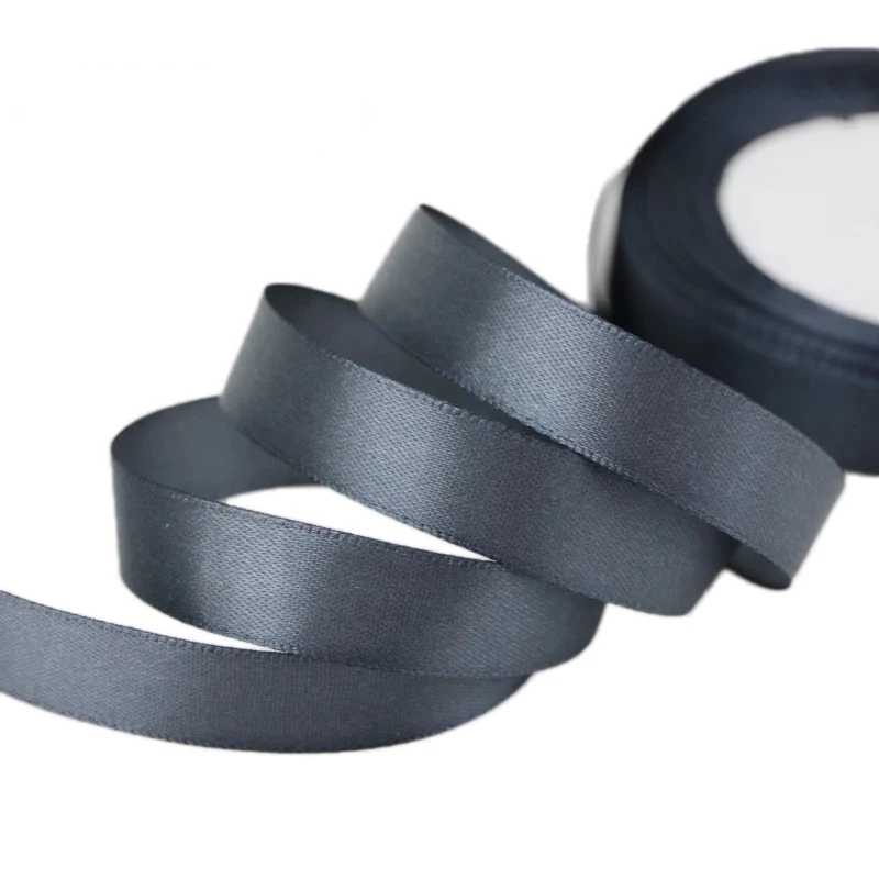 (25 ярдов/рулон) темно-серая атласная лента оптовая продажа рождественские ленты