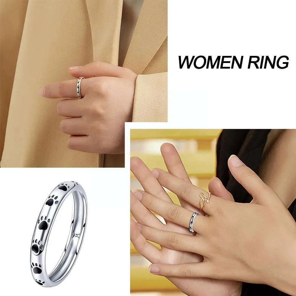 

Unisex Cute Dog Footprints Finger Rings Wedding Valentine's Gift Jewelry Ring Day O5w7