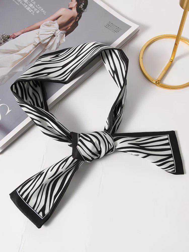 

New Style Arm Bag Ribbon Chiffon Scarf Women's Retro All-Match Scarf Duplex Printing Small Scarf