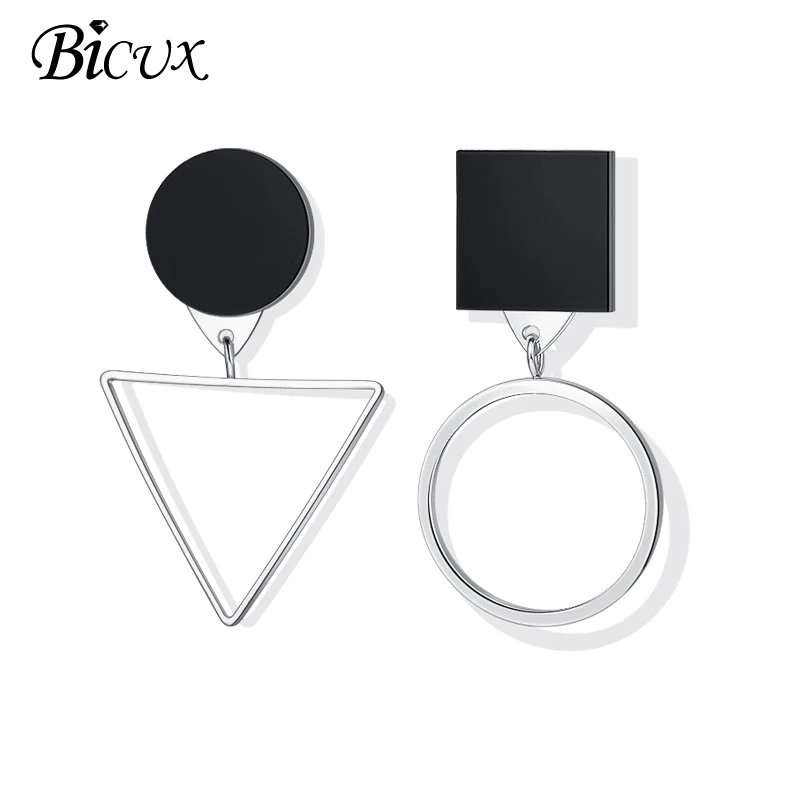 Sliver 2 BICUX, новые модные круглые висячие серьги в Корейском стиле для женщин, геометрические круглые золотые серьги в форме сердца, свадебные ювелирные изделия - Окраска металла: Sliver 2